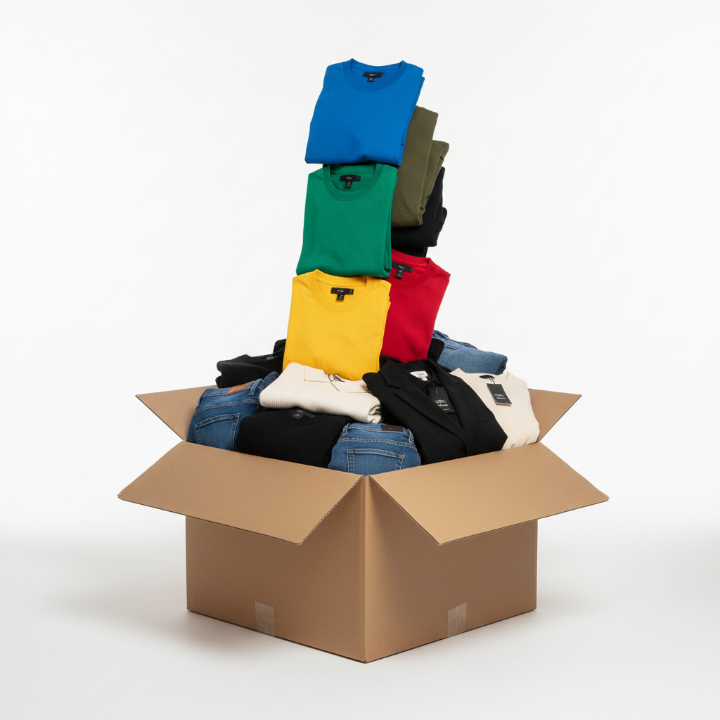 Mystery box overflowing with brand new clothing items